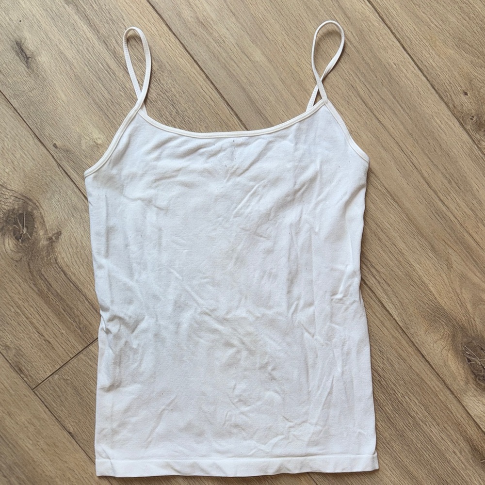 NIKIBIKI Classic Regular Length Spaghetti Strap Stretch Solid White Tank Top